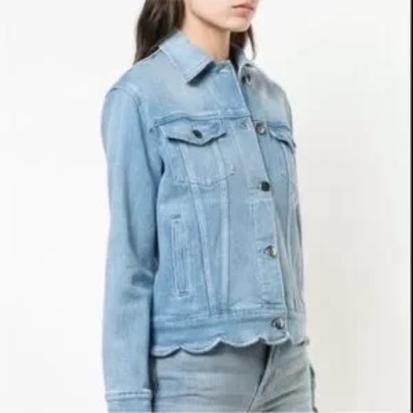 Frame Scalloped Edge Denim Jacket In Willoughby XS - Picture 13 of 14